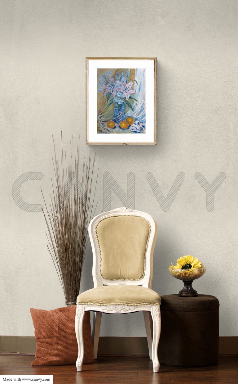 Картина "Лилии в стиле импрессионизм" в интерьере 2_3