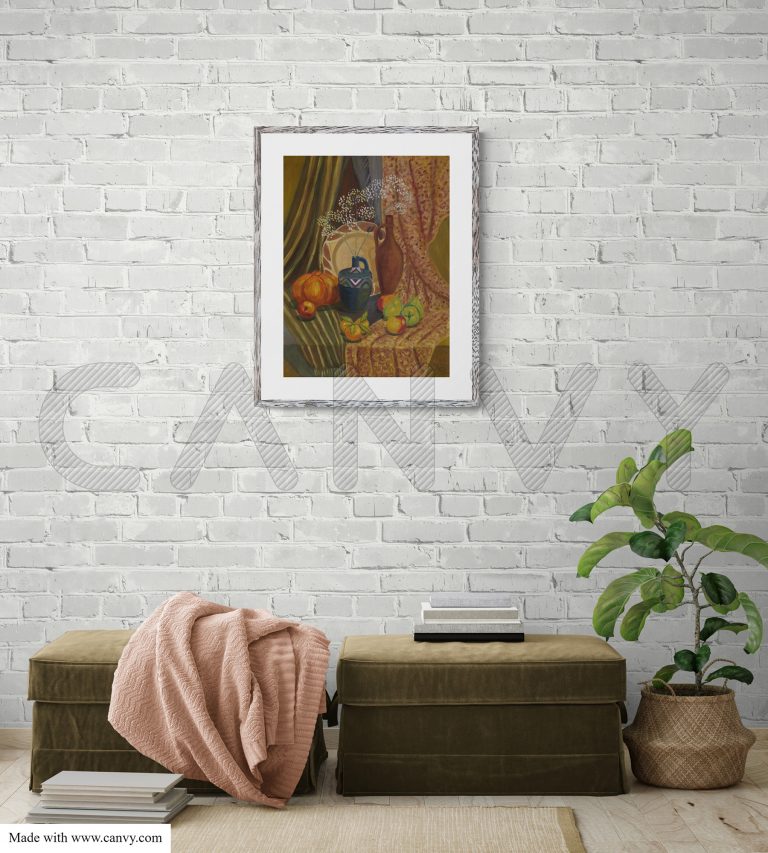 Картина "Осенний натюрморт с тыквой" в интерьере 1_3
