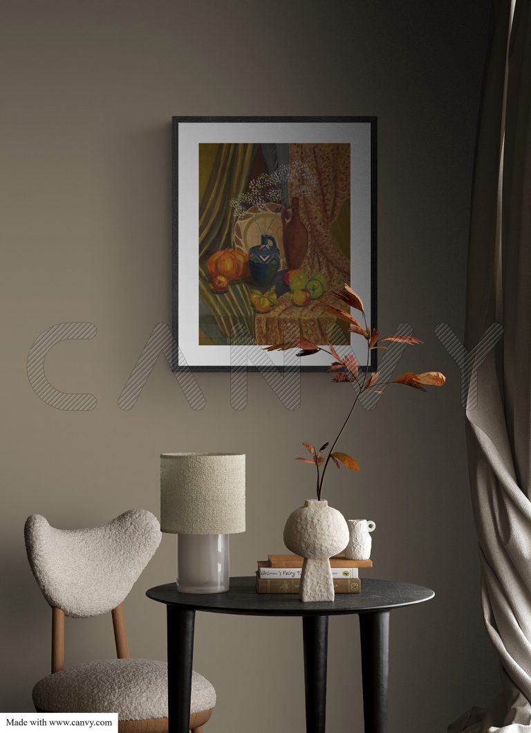 Картина "Осенний натюрморт с тыквой" в интерьере 1_7