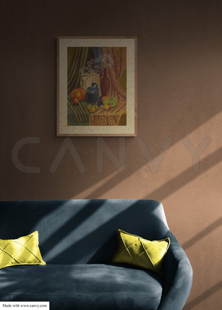 Картина "Осенний натюрморт с тыквой" в интерьере 1_8