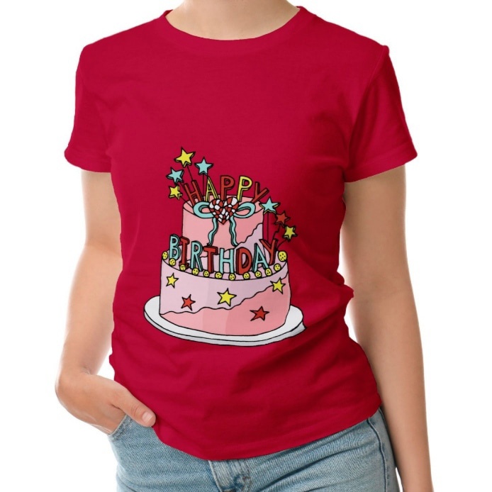 Женская футболка "торт на день рождения"