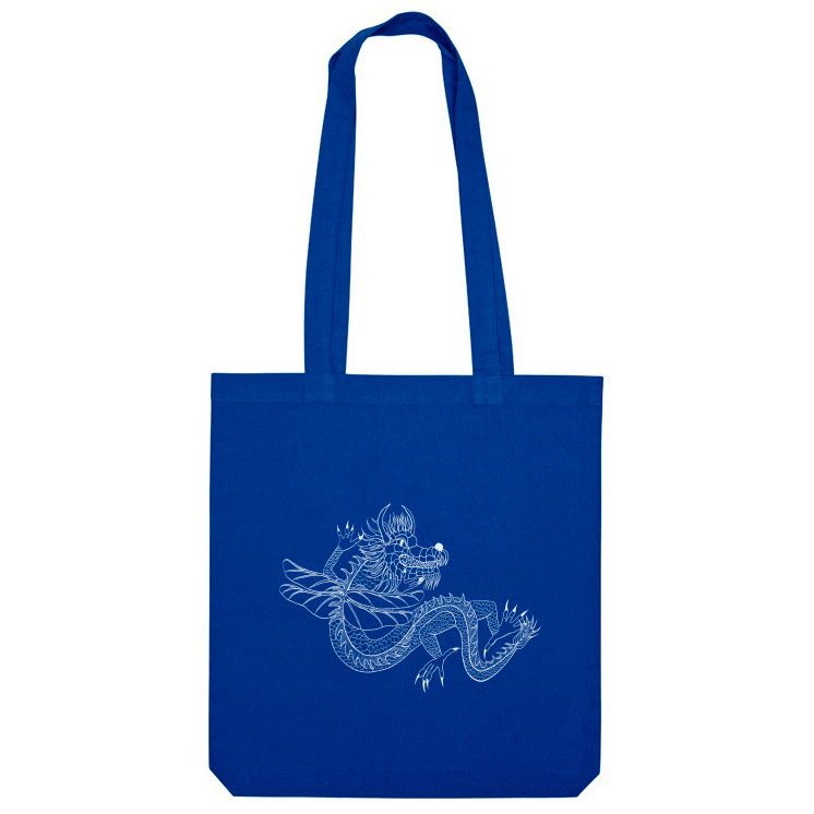 сумка-шоппер "дракон графика, белый дракон"