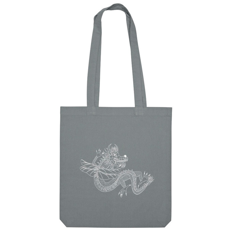 сумка-шоппер "дракон графика, белый дракон"